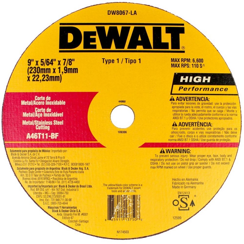 DISCO CORTE DEWALT 9